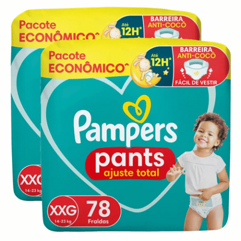 2 Pacotes Fraldas Pampers Pants Ajuste Total XXG 78 Unidades