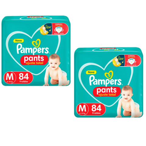 2 Pacotes Pampers Pants Ajuste Total M 84 unidades