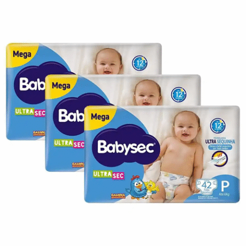 3 Pacotes Fraldas Babysec Galinha Pintadinha Ultrasec P 42 Unidades
