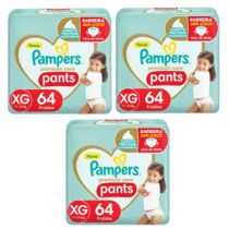 3 Pacotes Fraldas Pampers Pants Premium Care XG 64 Unidades 3 Pacotes Fraldas Pampers Pants Premium Care XG 64 Unidades