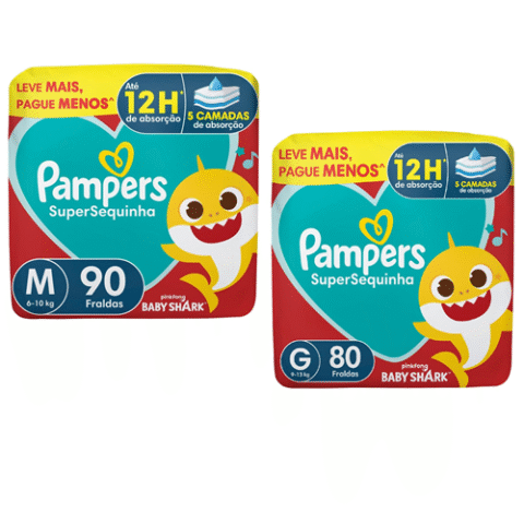 3 Pacotes Fraldas Pampers Supersec M/G