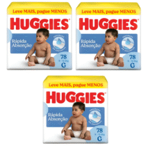 3 Pacotes Huggies Tripla Proteção G 78 unidades
