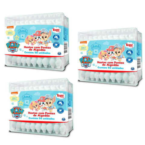 3 Unidades Hastes Flexíveis Topz Baby Patrulha Canina 50 unidades