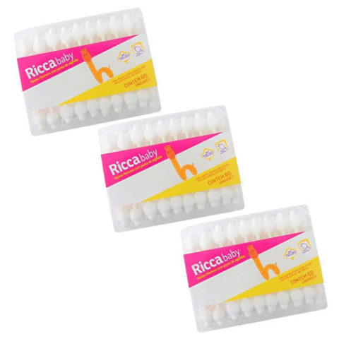 3 Unidades Ricca Hastes Flexíveis Baby Ricca 60 Unidades