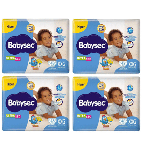 4 Pacotes Fralda Babysec Galinha Pintadinha Ultrasec XXG 48 Unidades