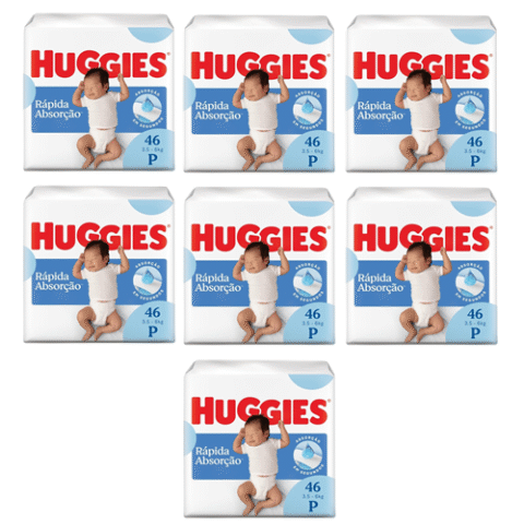 7 Pacotes Fralda Huggies Tripla Proteção P 46 Unidades