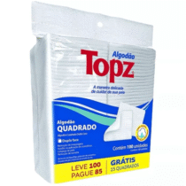 Algodão Hidrófilo Quadrado Topz Dupla Face 100 Unidades
