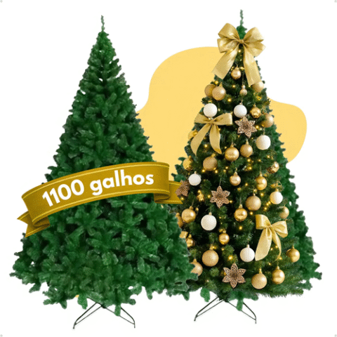 Árvore De Natal 2,10m com 1150 Galhos Luxo Grande Verde D’presentes