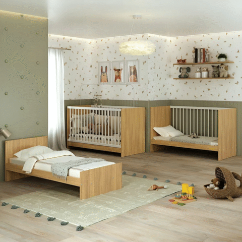 Berço 3 Em 1 Para Colchão 60cm x 130cm Multimóveis (3 cores)