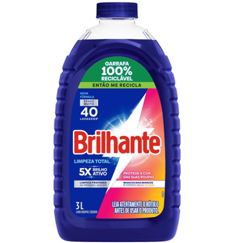 Brilhante Limpeza Total – Lava Roupas Líquido 3L