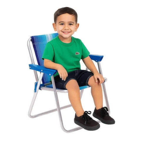 Cadeira Infantil Alta Alumínio Azul Mor