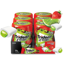 Caixa 6 Unidades Chiclete Trident XSenses Morango Lime Sem Açúcar Garrafa 54g