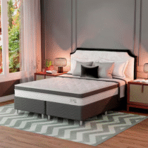 Cama Box Com Colchão Queen Sigma Molas Ensacadas 1,58m x 1,98m Branco/Cinza