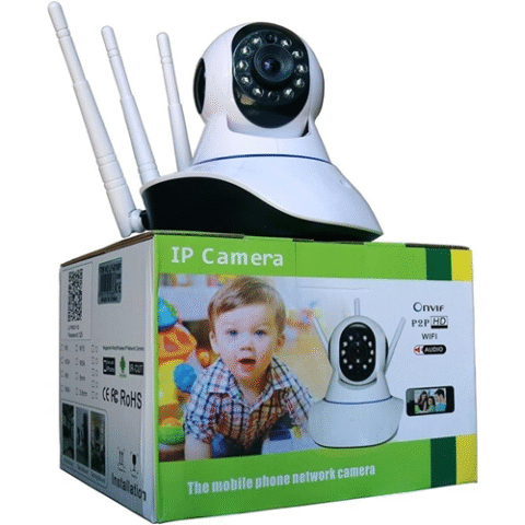 Câmera Babá Eletrônica Ip Sem Fio 360° 3 Antenas Hd Wifi Visão Noturna Alarme – Onvif