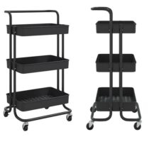 Carrinho Organizador Multiuso 43cm x 83cm Casambiente Preto