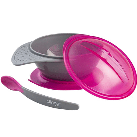 Clingo Prato Com Ventosa E Colher Colors Rosa