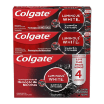 Colgate 4 unidades Creme Dental Clareador Luminous White Carvão Ativado 70g Colgate 4 unidades Creme Dental Clareador Luminous White Carvão Ativado 70g