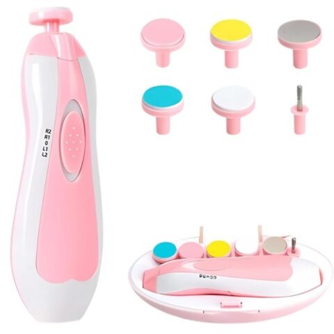 Cortador Aparador Lixa Unha Bebê Silencioso com Luz Led Rosa