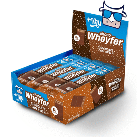 Display 12 unidades +Mu Chocowheyfer Proteico Sabor Chocolate c/Avelã 25g