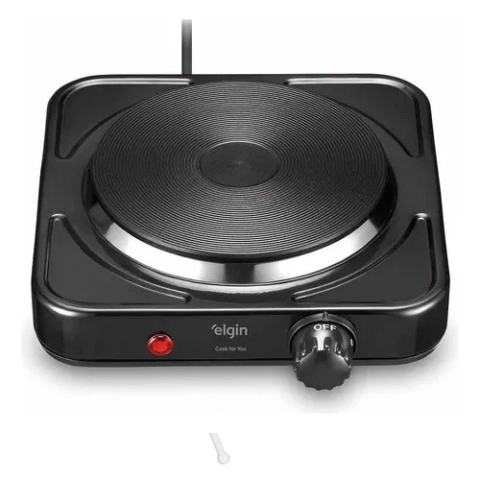 Elgin Fogão Elétrico Portátil Cooktop de Mesa 1 Boca 1000W Preto
