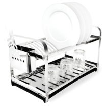 Escorredor De Louca Inox 20 Pratos Bandeja Porta Talher Prateado