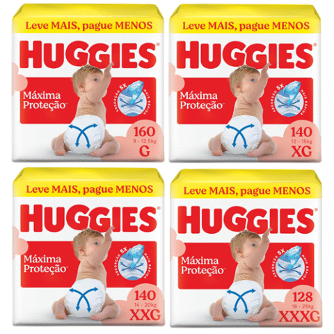 Fralda Huggies Máxima Proteção G/XG/XXG/XXXG