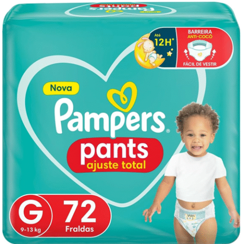 Fralda Pampers Pants Ajuste Total G 72 unidades