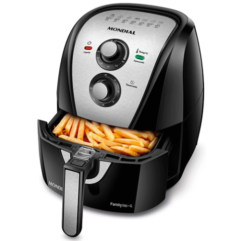Fritadeira Sem Óleo Air Fryer 4L Mondial 1500W Preto/Inox 110V