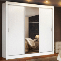Guarda Roupa Casal Madesa Mônaco 3 Portas de Correr com Espelho – Branco