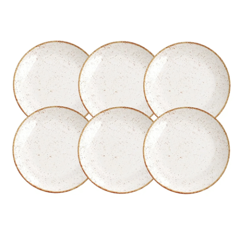 Jogo 6 Pelas Pratos Rasos Tramontina Rústico Porcelana Decorada