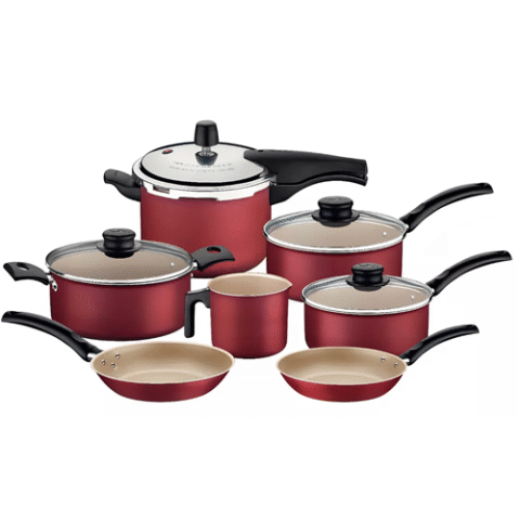 Jogo De Panelas 7 Peças Turim Tramontina + Panela De Pressao Vermelho
