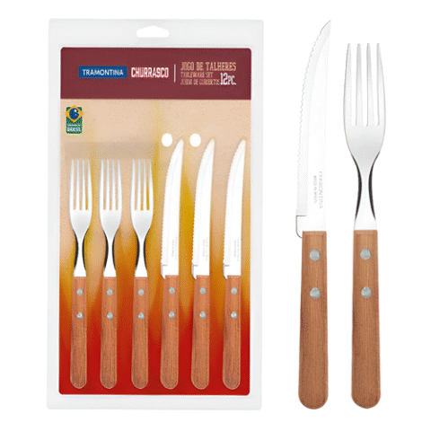 Jogo de Talheres Aço Inox e Madeira 12 Peças Tramontina Dynamic
