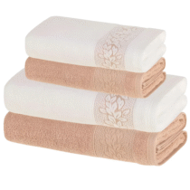 Karsten Jogo De Toalhas 4 Peças Fio Cardado 100% Algodão Provence Branco/ Argila