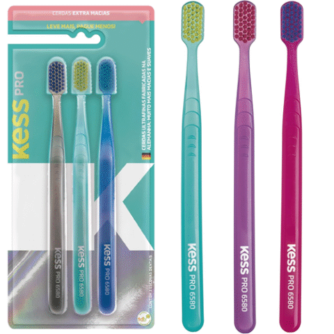 Kess Pack com 3 Escovas Dentais Pro Extra Macias