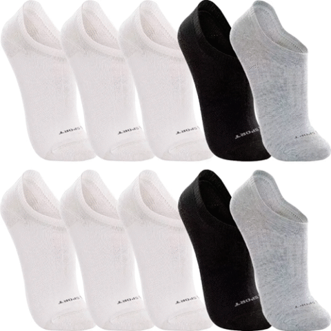 Kit 10 Pares Meias Lupo Sapatilha Soquete Invisível