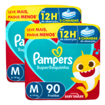 Kit 2 Pacotes Fraldas Pampers Super Sequinha M 90 Unidades cada