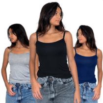 Kit 3 Blusinhas Regata Feminina Básica Alça Fina Casual