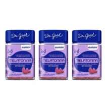 Kit 3 Frascos de Melatonina Fini Dr. Good Em Gomas Morango 60 unidades cada
