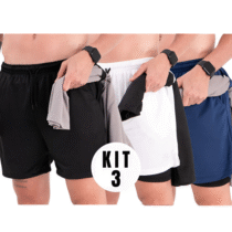 Kit 3 Shorts Duplo 2 Em 1 Rock Saints