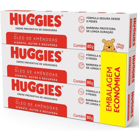 Kit Com 3 Unidades Cremes De Assaduras Huggies Supreme Care 80g