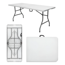 Mesa Dobrável Vira Maleta Com Alça Portátil 1,80m Para Camping Pesca Jardim Área Externa