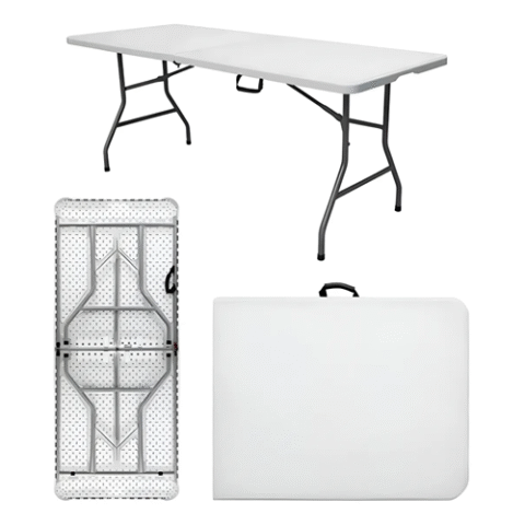Mesa Dobrável Vira Maleta Com Alça Portátil 1,80m Para Camping Pesca Jardim Área Externa