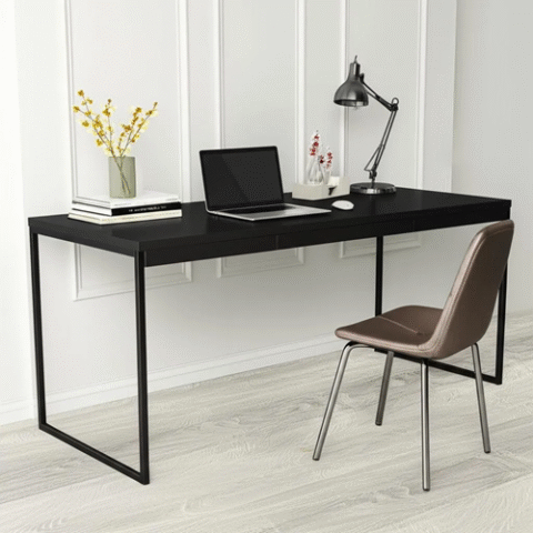 Mesa Escrivaninha 120cm x 60cm Pé Metalon Industrial Preta