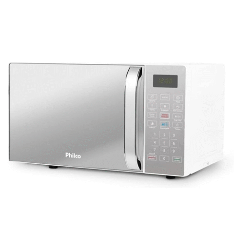 Micro-ondas Philco 20L Branco com Porta Espelhado 1100W