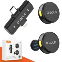 Microfone De Lapela Sem Fio Magnetico 2 Em 1 Lightning E Type-c AGOLD