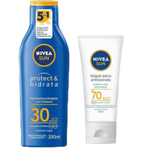 NIVEA SUN Protetor Solar 200ml + Protetor Solar Facial Toque Seco Antissinais 40ml