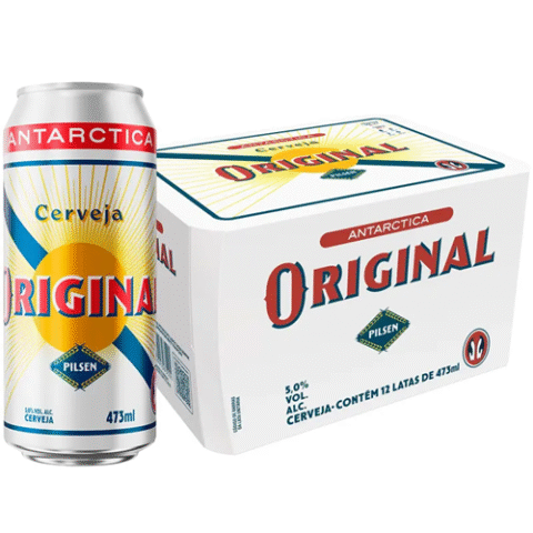 Pack 12 Latas Cerveja Original Antarctica 473ml