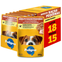 Pack 18 Sachês Ração Úmida Pedigree Cordeiro ao Molho para Cães Adultos de Raças Pequenas 100g