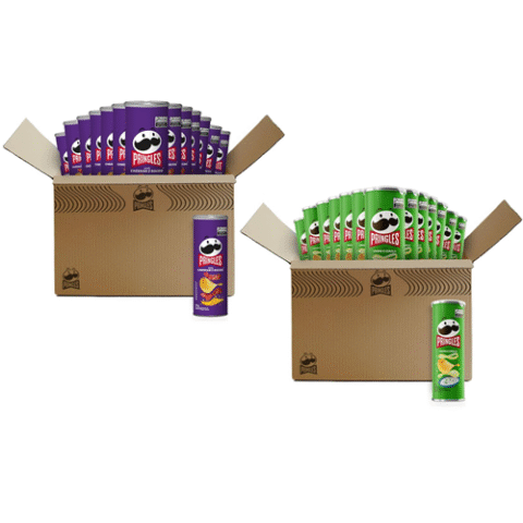 Pack 18 Unidades Pringles Cheddar e Bacon ou Creme e Cebola 109g