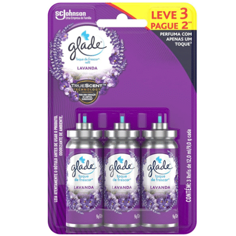 Pack 3 Unidades Glade Aromatizador de Ambiente Spray Refil Lavanda 12ml cada